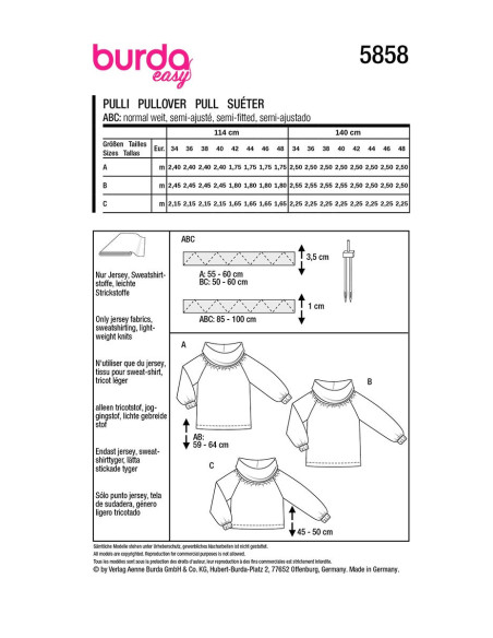 Modello di maglione - Burda 5858