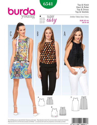 Modello per top e abito - Burda 6541