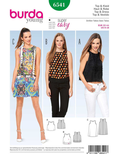 Modello per top e abito - Burda 6541