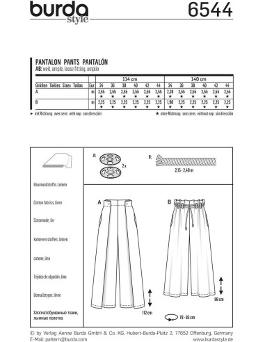 Modello di pantaloni - Burda 6544