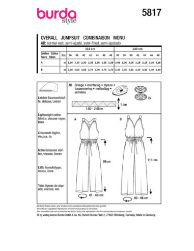 Modello di tuta - Burda 5817