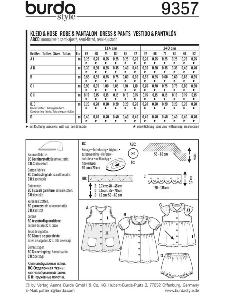 Modello di abito e pantaloni - Burda 9357