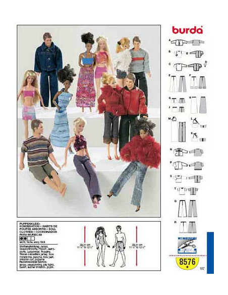 Modello di abiti per bambole Barbie - Burda 8576