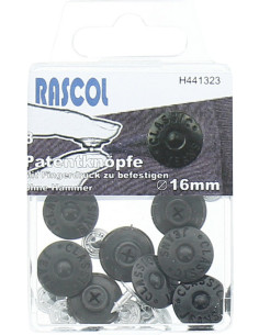 Scatola di 8 bottoni jeans 16mm Rascol - Nero opaco