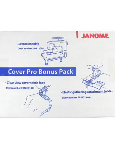 Kit tavolo di estensione, piedino per orlo coperto e guida per applicazione elastico Janome