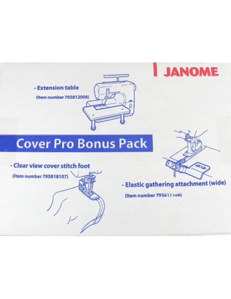 Kit tavolo di estensione, piedino per orlo coperto e guida per applicazione elastico Janome