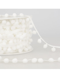 Gala con grandi pompon - Bianco