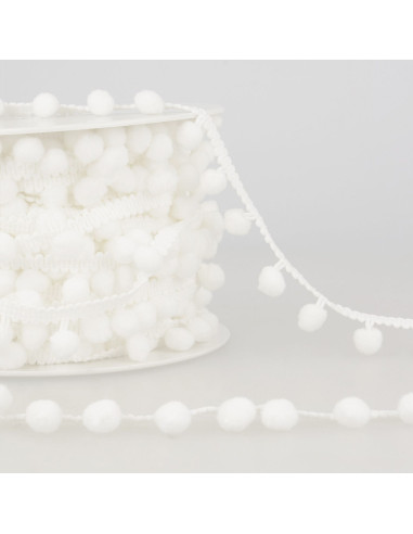 Gala con grandi pompon - Bianco