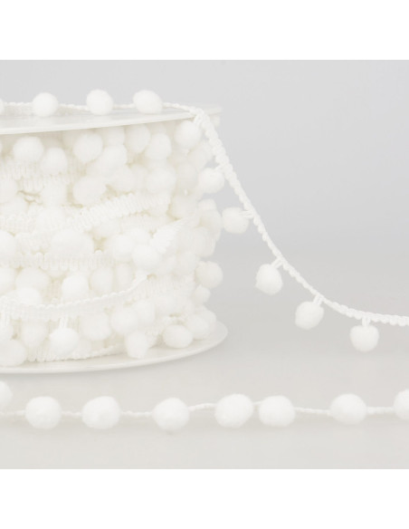Gala con grandi pompon - Bianco