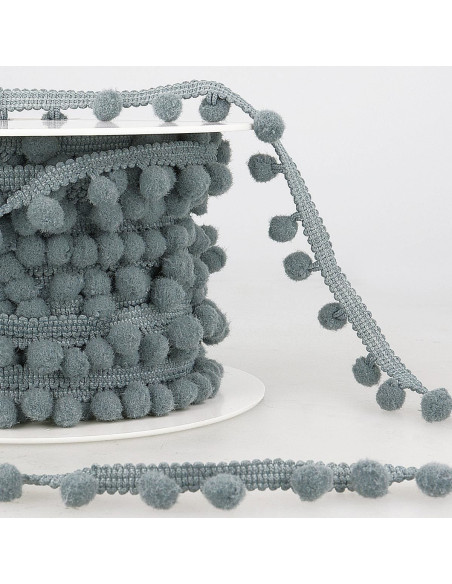 Grosso nastro con pompon - Grigio chiaro