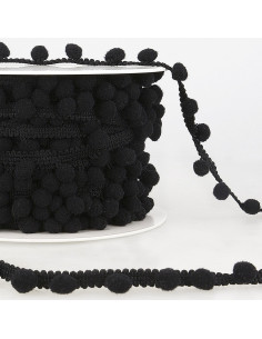 Gallone con grandi pompon - Nero