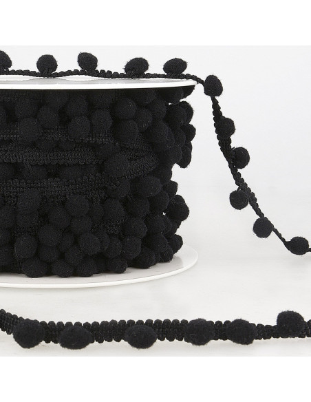Gallone con grandi pompon - Nero