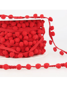 Grosso nastro con grandi pompon - Rosso
