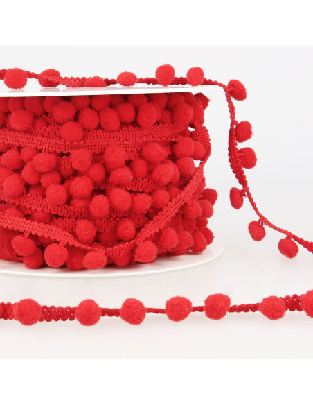 Grosso nastro con grandi pompon - Rosso