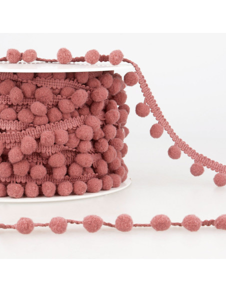 Gala con grandi pompon - Rosa antico