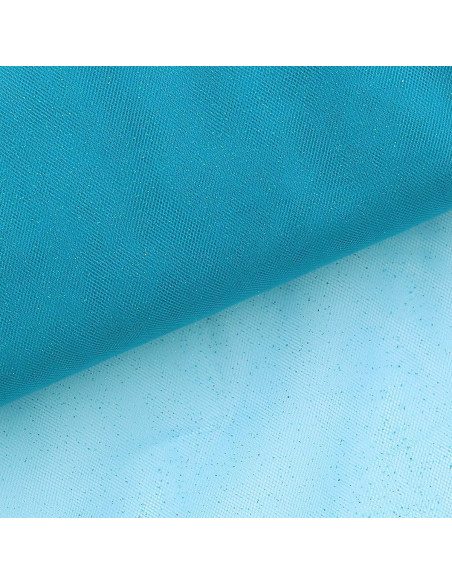Tulle glitterato - Blu turchese