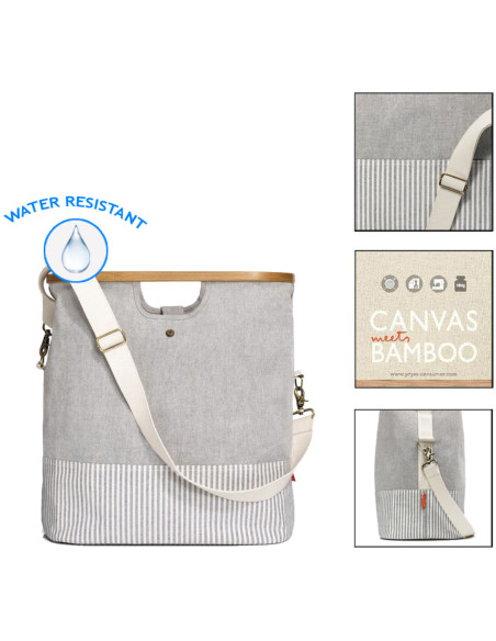 Borsa in tela e bambù grigio M