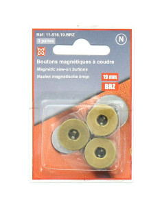 Set di 3 bottoni magnetici da cucire - Bronzo