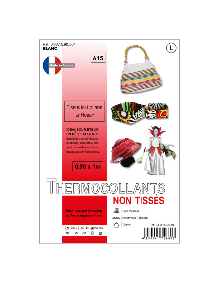 Tessuto non tessuto termoadesivo 0,9 x 1,0 m - Tessuti medio-pesanti e hobby - Nero