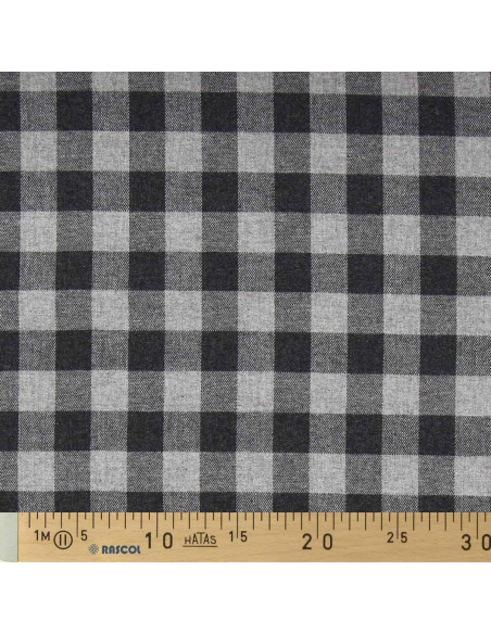 Tessuto flanella a grandi quadri - Grigio