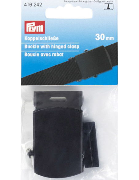 Fibbia per cintura con patta nera 30 mm