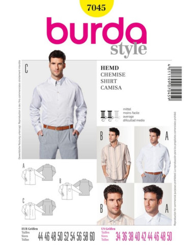 Modello di camicia da uomo - Burda 7045