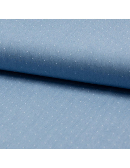 Tessuto viscosa chambray plumetis - Azzurro cielo