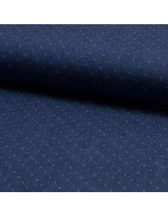 Tessuto viscosa chambray plumetis - Blu denim