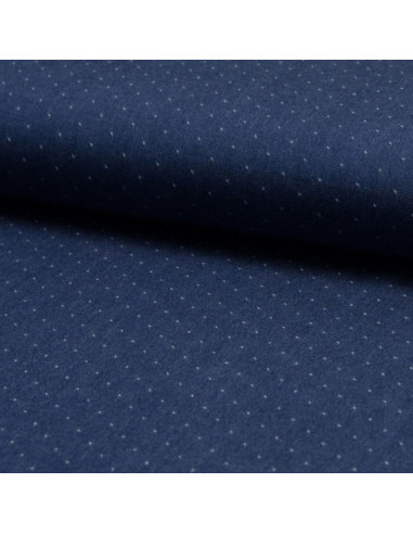 Tessuto viscosa chambray plumetis - Blu denim
