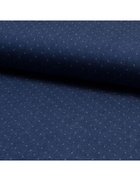 Tessuto viscosa chambray plumetis - Blu denim