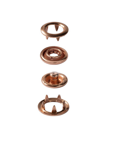 Scatola di 10 bottoni a pressione jersey Rame con attrezzo 10 mm