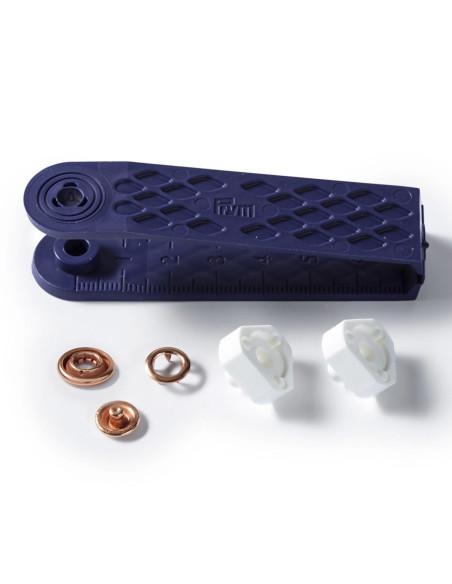 Scatola di 10 bottoni a pressione jersey Rame con attrezzo 10 mm