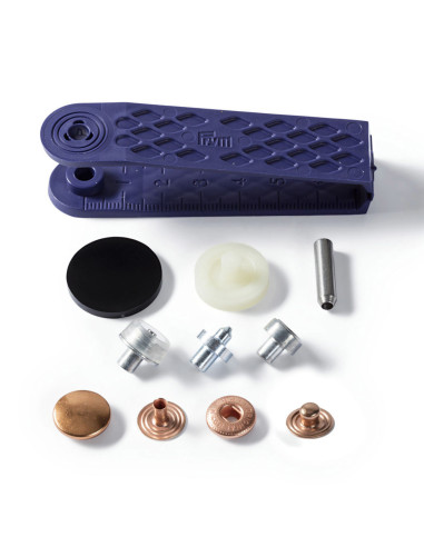 Scatola di 10 bottoni a pressione anorak in rame con attrezzo 15 mm