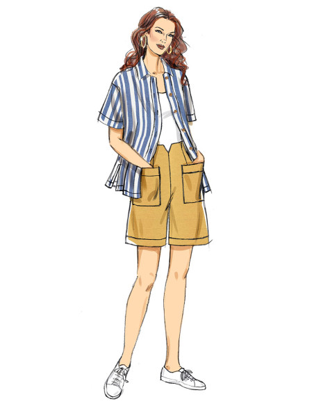 Modello di camicia, pantaloni e pantaloncini - Butterick 6880