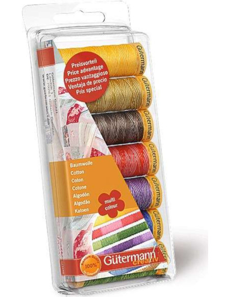 Set di 7 fili da cucito in cotone multicolore