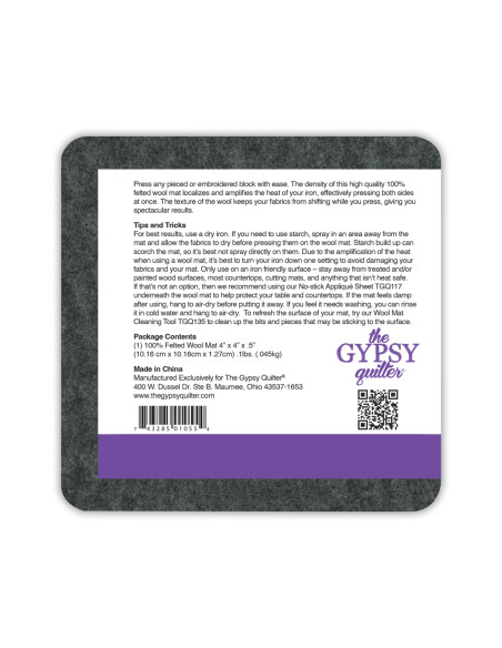 Tapis de repassage en laine 10 cm x 10 cm The Gypsy Quilter