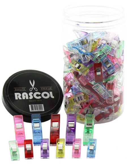 Barattolo di 100 mollette per tessuti multicolori Rascol