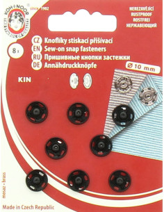 Bottoni a pressione in metallo 10 mm - Nero