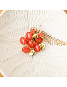Bottone di stivaletto glitterato oro - Rosso