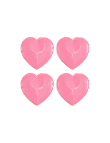 Carta di 4 bottoni a forma di cuore - Rosa 15 x 15 mm