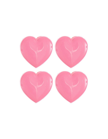 Carta di 4 bottoni a forma di cuore - Rosa 15 x 15 mm