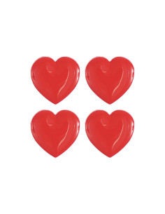Carta di 4 bottoni a forma di cuore - Rosso 15 x 15 mm 2
