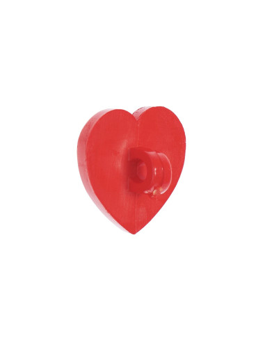 Carta di 4 bottoni a cuore - Rosso 15 x 15 mm