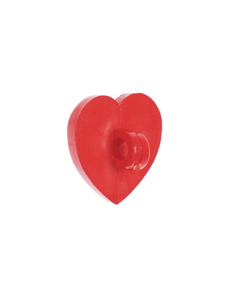 Carta di 4 bottoni a cuore - Rosso 15 x 15 mm