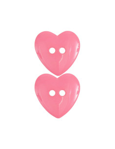 Carta di 2 bottoni a forma di cuore - Rosa 22 x 22 mm 2
