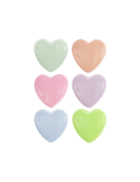 Carta di 6 bottoni a forma di cuore - Pastelli 11 x 11 mm