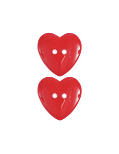Carta con 2 bottoni a forma di cuore - Rosso 22 x 22 mm 2