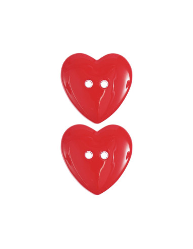 Carta con 2 bottoni a forma di cuore - Rosso 22 x 22 mm