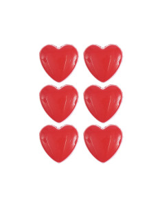 Carta di 6 bottoni a forma di cuore - Rosso 11 x 11 mm 2