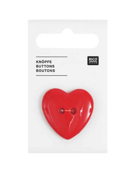 Carta con 1 bottone cuori - Rosso 29 x 29 mm
